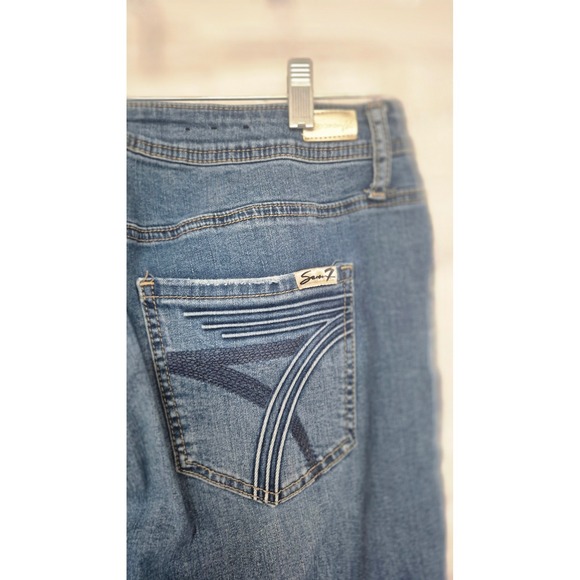 Seven7 Distressed Skinny Jeans Size 14 Medium Wash Stretch Denim - Picture 8 of 15